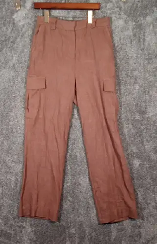 House Of Harlow 1960 Cargo Linen Blend High Rise Womens Pants Size 8 Tan