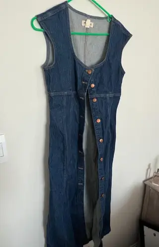 Madewell  Denim Square Neck Midi Dress in Benton Wash size 6