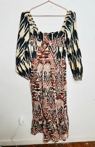 MARIA CHER Multicolored Southwestern 100% Cotton Junin Naibi Dress size XS Red