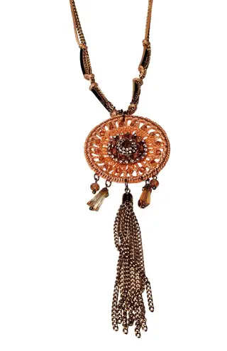 Rhinestone Chain Dangle Bohemian Necklace 26" Lobster Closure