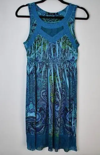 Apt. 9 Casual blue paisley design stretchy sleeveless beach/sundress by  sz small