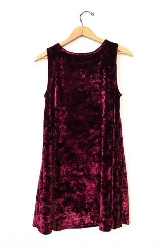 BB Dakota Meyer Wine Sleeveless Shift Crushed Velvet Dress Size XS