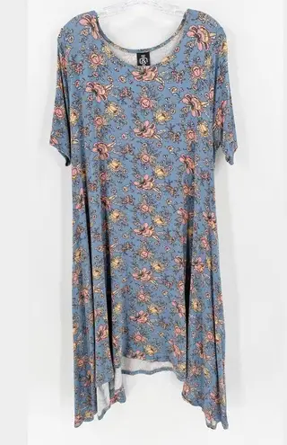 Agnes & Dora Floral Scoop Neck Short Sleeve Sway Midi Shift Dress Size XL FLAW