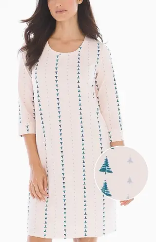Soma Embraceable Sleepshirt Tree Stripe Porcelain Large 3/4 Sleeve Scoop Neck