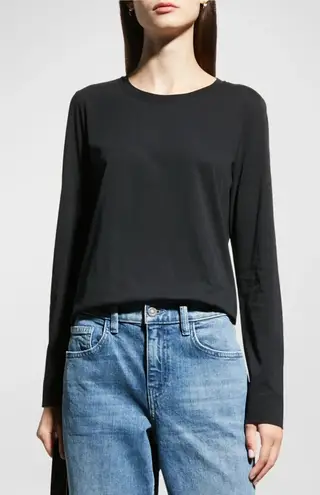 Lafayette 148 Cotton Jersey Modern Long Sleeve Tee Shirt Medium Green FAB#J807