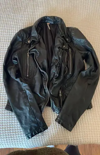 Free People Black Leather Jacket