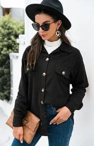Esley Casual Large Vintage Irregular Shirt Jacket