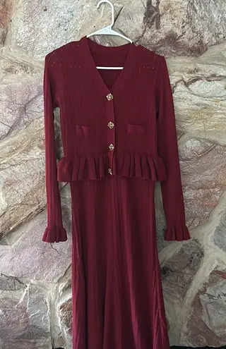 Commense Ruffle Slim Sweater Dress size XL Red