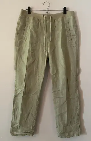 James Perse Standard Gray Tan Lounge Pants 100% Linen Straight Leg size 3/ Large