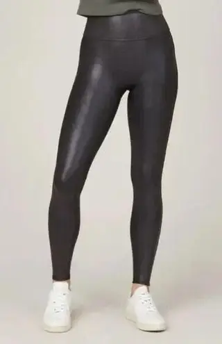 Serra Faux Leather Leggings Elastic Waist Stretch Black Size Small