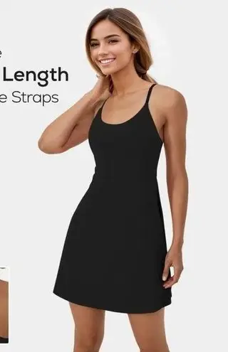 Halara Everyday Cloudful 2-in-1 Flare Dress-Wannabe-Longer Length Black XS