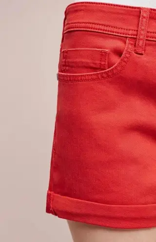 Pilcro and the Letterpress Anthropologie Hyphen Mid-Rise Red Denim Shorts