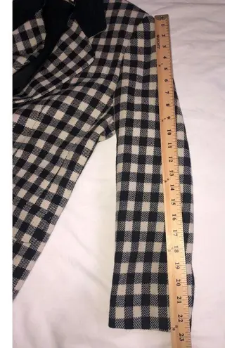 Carroll Reed Size 6 Blazer Black Jacket White Check Suede Collar Wool USA FLAWED