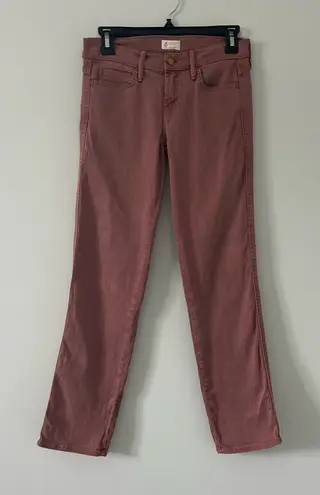 Mother The Rascal Cuff Mid Rise Straight Leg Jeans Rose Mauve Paradise Puff 25 Pink