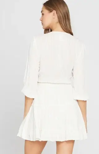 L*Space Stay Golden Dress White Long Sleeve Front Keyhole Gold Stripes Small