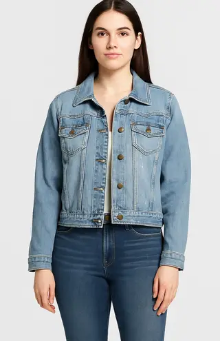 Mossimo Denim Women's XL Light Wash Distressed Jean Jacket Button Front Pockets