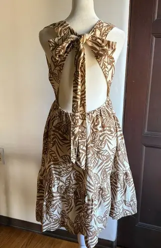 House of Harlow 1960 | Linen Tie Back Tiered Skirt Open Back Sundress | Small