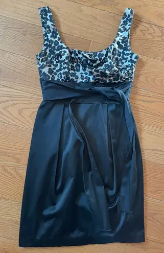 Teeze Me Leopard Print Satin Party Dress Black Skirt Y2K Style Size 5