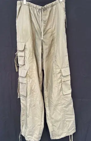 Love Mood L Olive Cargo Pants Elastic Waist & Ankle Drawstrings Size L