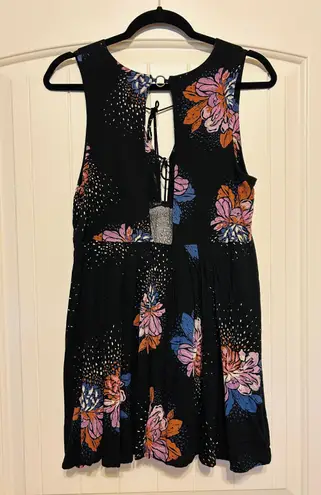 Free People XS-  Black Floral Swing Tunic