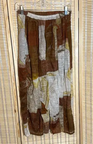 Terracotta Vintage 1990s Y2K Color Pattern Block Bohemian Maxi Skirt Small Brown