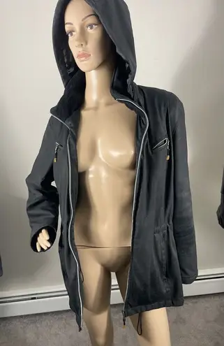 Weatherproof Jacket Black Removable Hood Zip Front Womens Midi Coat M B-R