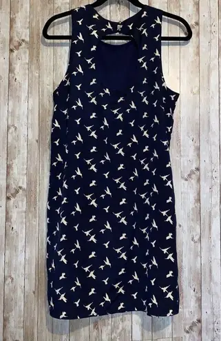 Everly Women's  Hummingbird Print Navy-blue & White Back Cut Out Tank Dress Large