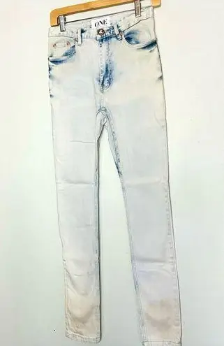 One Teaspoon  Ultra Light Wash Low Waist Drop Crotch Skinny Leg Jeans Size 22