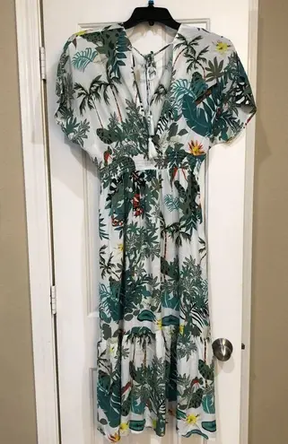 SPIAGGIA DOLCE SWIM COVERUP PALM TREES 🌴 TASSELS MIDI L Size L