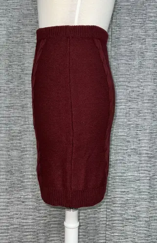 Midnight Doll New Without Tag Knitted Maroon High Waisted Pencil Skirt XSmall