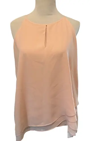 Sami & Jo Women's Pink Sleeveless Keyhole Layered Blouse Tank Top