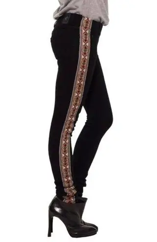 One Teaspoon  Aztec Embroidered Skinny Jeans in Black High Waist Dixie Size 26