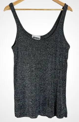 5 for $25! Last Chance! Vintage Sparkly Tank Top Ribbed Sleeveless Tee Stretchy Black Size 1X