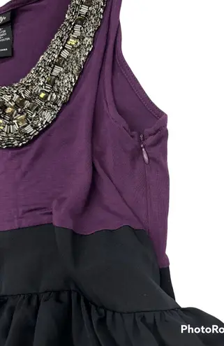 Vanity Sleeveless Beaded Ruffled Mini Dress (S)