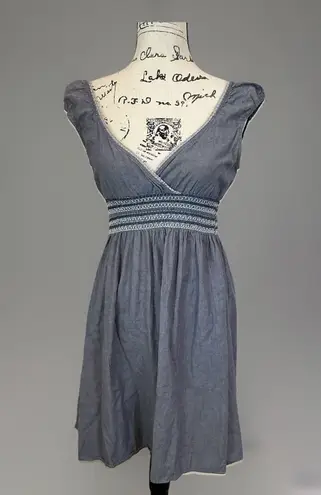 Speed Control New York Dress Medium Blue Chambray V Neck Sleeveless Summer