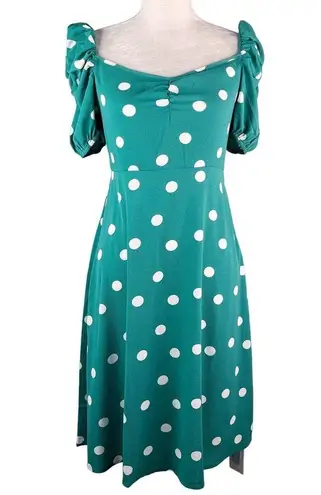 Cupshe  Zoey Polka Dot Puff Sleeve Midi Dress XS New