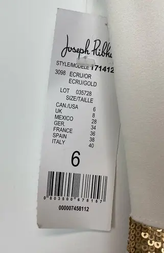 Joseph Ribkoff White Gold Sequined Sleeveless Sheath Dress Sz 6