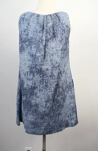 Bensoni Blue Ivory Drape Linen Sleeveless Shift Dress Size 6