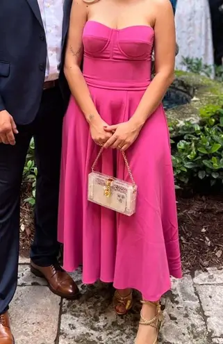 Dolce & Gabbana Pink Pleated Strapless Dress