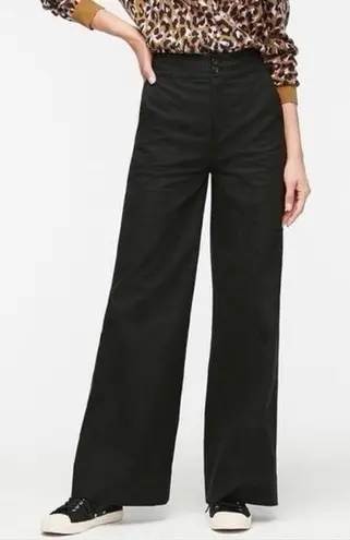 J. Crew Black Frankie Wide Leg pant in stretch twill Size 0 Black