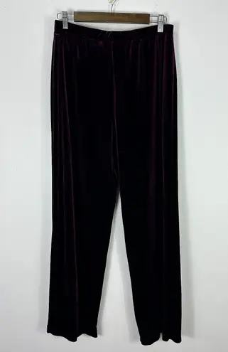 Susan Graver Velvet Pants L Purple High Rise Straight Leg Y2K Goth Party Holiday