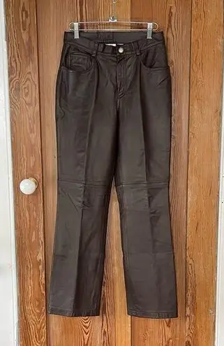 Newport News Vintage ✨ ✨ 100% Leather Chocolate Brown Pants ~ Size 6P 🍄