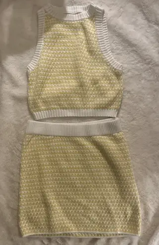 Future Collection x Alani Noelle Women’s Yellow Knit Sweater & Mini Skirt Set XS