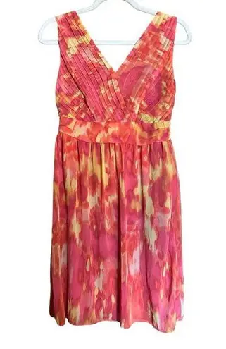 Apt. 9  Dress Womens 16 Multicolor Artsy Print Sleeveless Pleated Fit Flare Midi