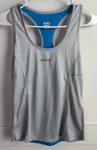 NWOT ZOOT RUN Silver Stand Heather & Pacific Singlet Tank Top Gray Size XS