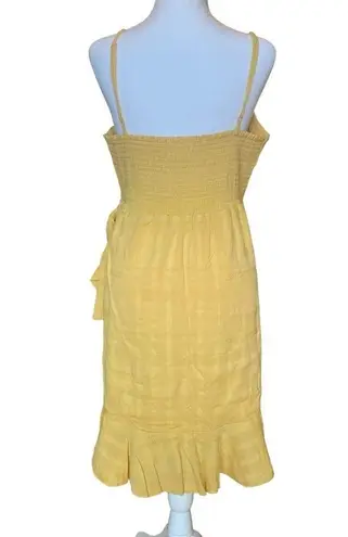 American Eagle  Yellow Ruffled Boho Wrap Dress Womens Large