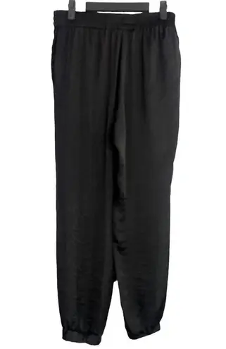 ZARA  Trf Tapered Elastic Drawstring Waist Harem Pant Pockets Sheer M Black