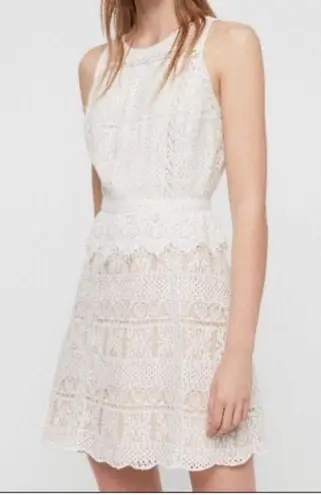 All Saints Melia Lace Mini Dress Ivory White Overlay Size 4