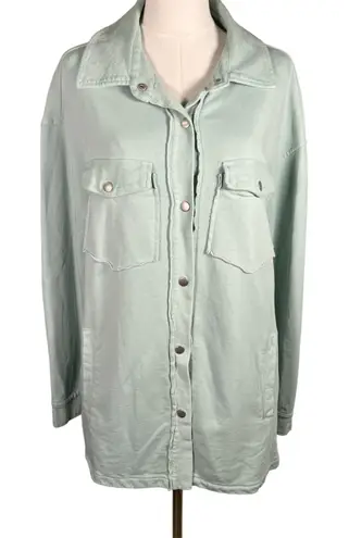Avec Les Filles Mint Green Jacket Size S Cotton Utility Pocket Button Relaxed