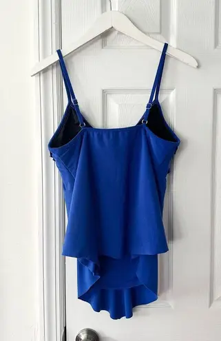 Magicsuit Cobalt Blue Rita Ruffle Tankini Swim Top 6006044 Size 10 Beach Pool